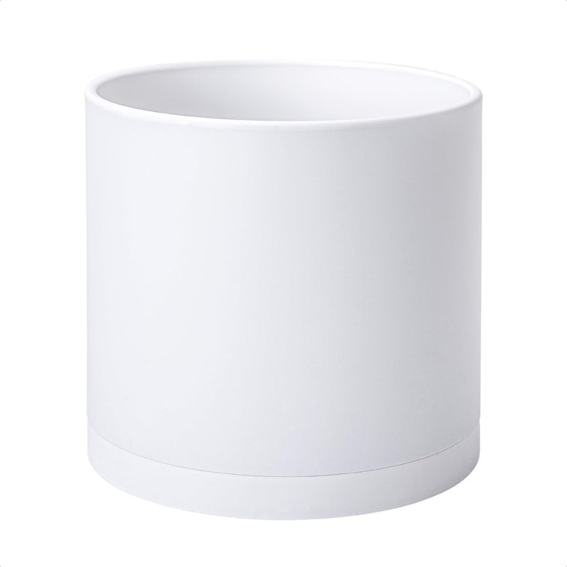 D'vine Dev 12 Inch Plastic Planter Pots for Plant Pot with Drainage Hole and Seamless Saucers, White Color, 74-X-A-3 - Image 1