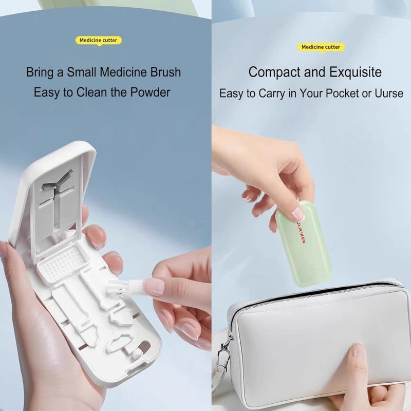 Precision Pill Cutter: White, Multi Angle Adjustable, Centering Guide - Accurate Cutting, With Storage Compartment For Medication Handling, Tablet Splitting Tool - Image 4