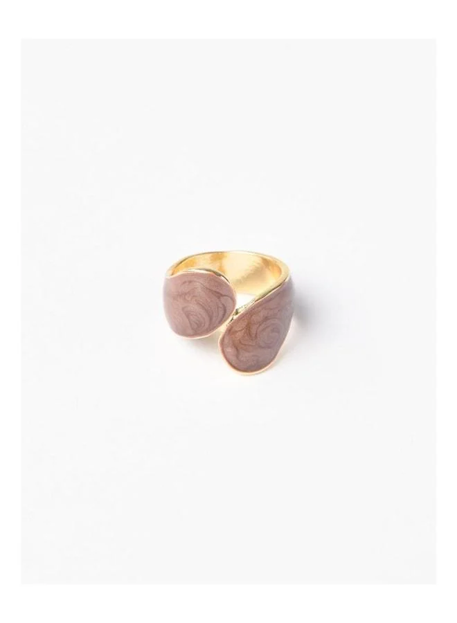 Jimmy Key Elegant Ring with Brown Asymmetric Figure.