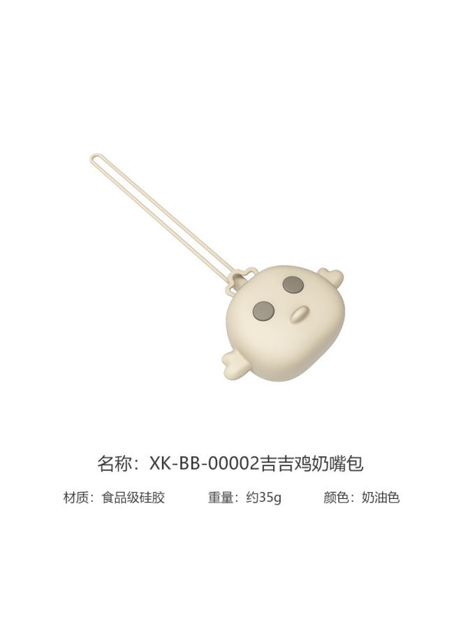 Fda Silicone Jiji Chicken Pacifier Clip Storage Bag With Lanyard Pacifier Chain Teether Storage