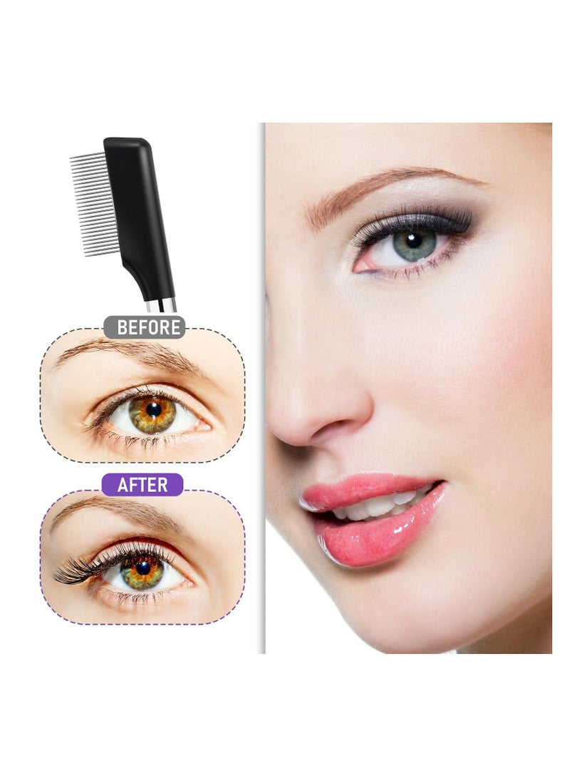 Sliverdew Small Eyelash Comb, 2 Pack Metal Eyelash Brush Eyelash Separator Tool Eyebrow Brush Grooming Eye Lash Separator Grooming Brushes Eyebrow Comb with Metal Teeth Eye Makeup Tool for Women (Short Handle)  - Image 2