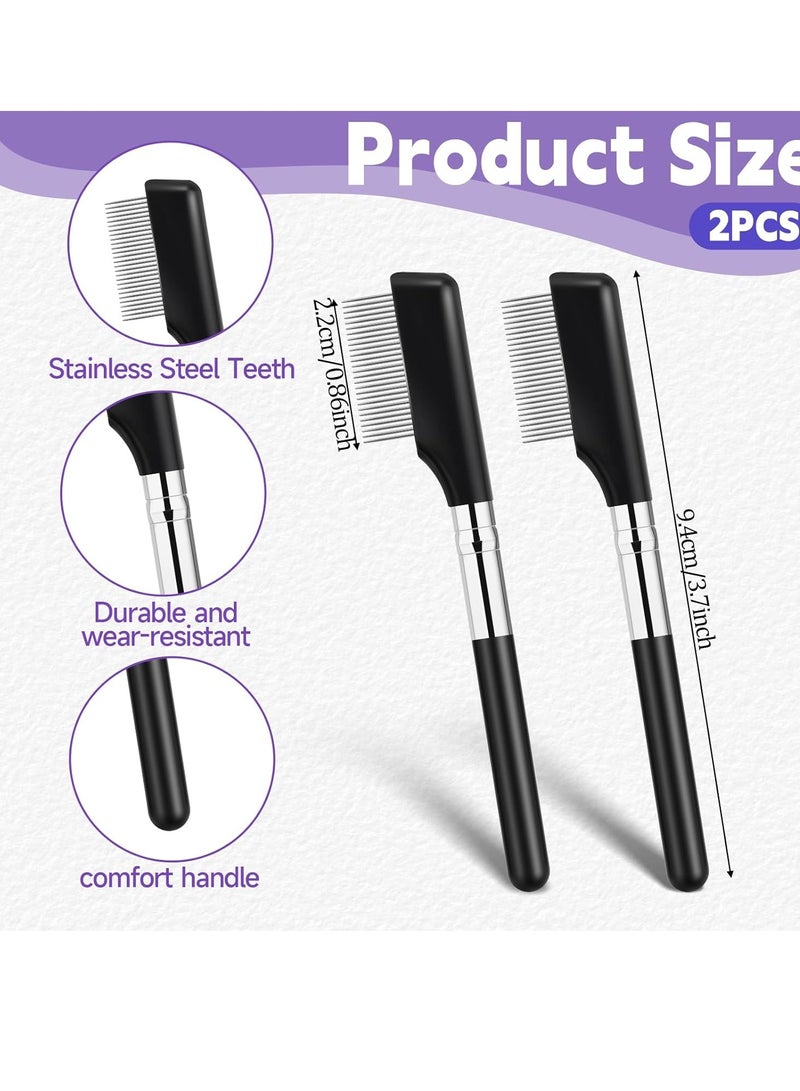 Sliverdew Small Eyelash Comb, 2 Pack Metal Eyelash Brush Eyelash Separator Tool Eyebrow Brush Grooming Eye Lash Separator Grooming Brushes Eyebrow Comb with Metal Teeth Eye Makeup Tool for Women (Short Handle)  - Image 3