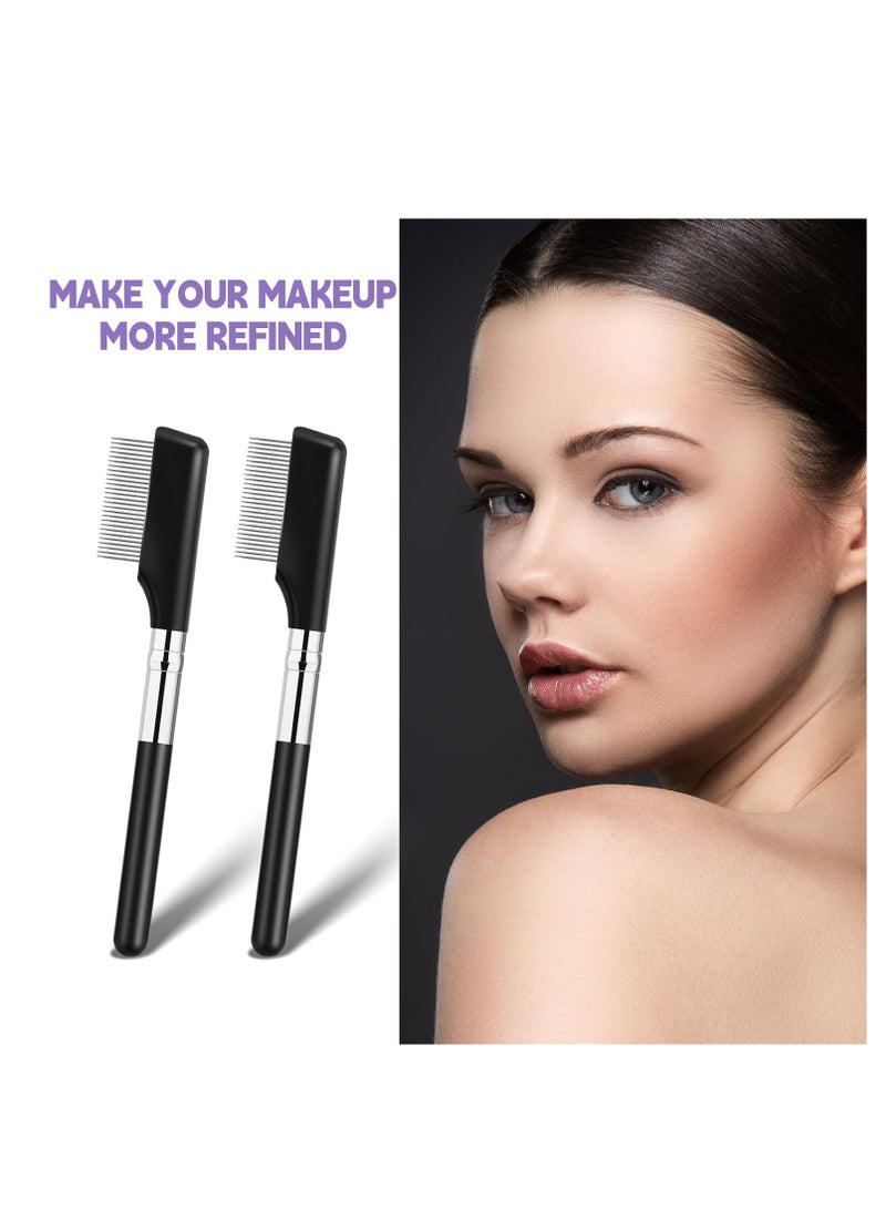 Sliverdew Small Eyelash Comb, 2 Pack Metal Eyelash Brush Eyelash Separator Tool Eyebrow Brush Grooming Eye Lash Separator Grooming Brushes Eyebrow Comb with Metal Teeth Eye Makeup Tool for Women (Short Handle)  - Image 5