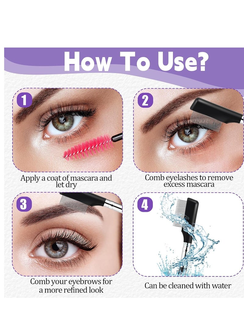 Sliverdew Small Eyelash Comb, 2 Pack Metal Eyelash Brush Eyelash Separator Tool Eyebrow Brush Grooming Eye Lash Separator Grooming Brushes Eyebrow Comb with Metal Teeth Eye Makeup Tool for Women (Short Handle)  - Image 4