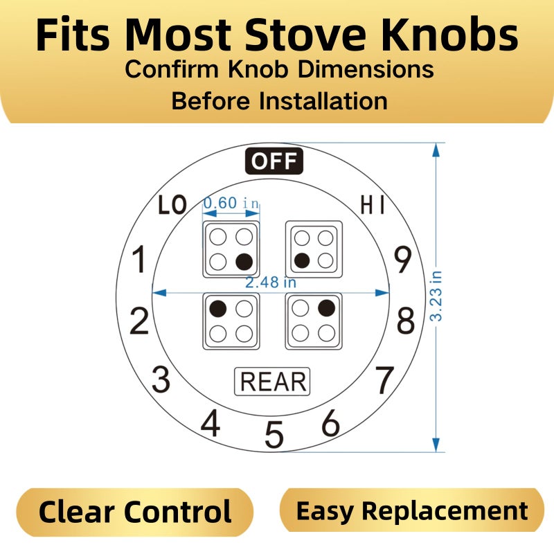 Hileapx Stove Dials Stickers, Stovetop Knob Symbols Decals for Replacement, Adhesive Stickers for Top Burner Control Dial, Range Oven, Gas Stove Knob Burner Identification, Black Symbols on Silver Background - Image 5