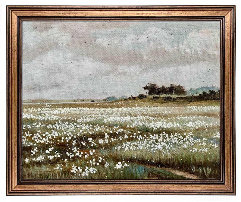 Yeechine Gold Framed Vintage Wall Art Classical French Landscape Wildflowers Field Painting Canvas Print Kitchen Bedroom Wall Decor wildflower field 12 L x 95 W - Image 2