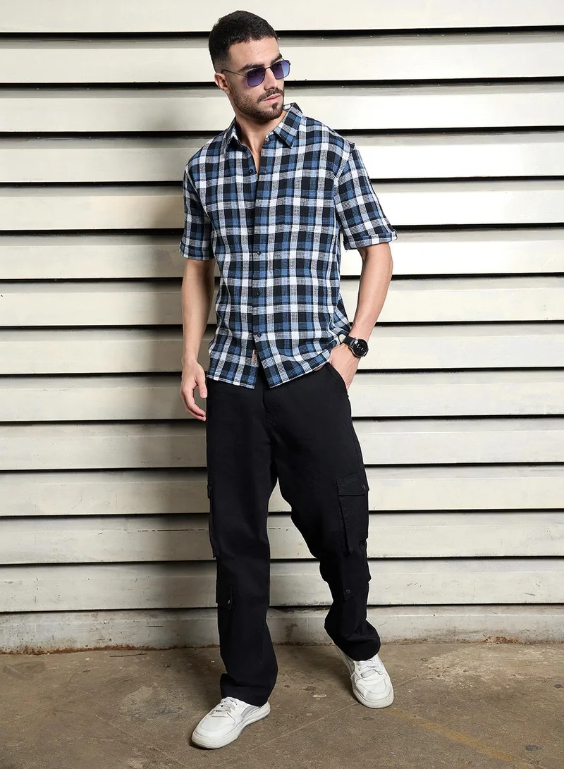 HIGH STAR  Relaxed Multicolor Waffle Shirt for Men, Half Sleeve and Trendy for Men | Best Price UAE