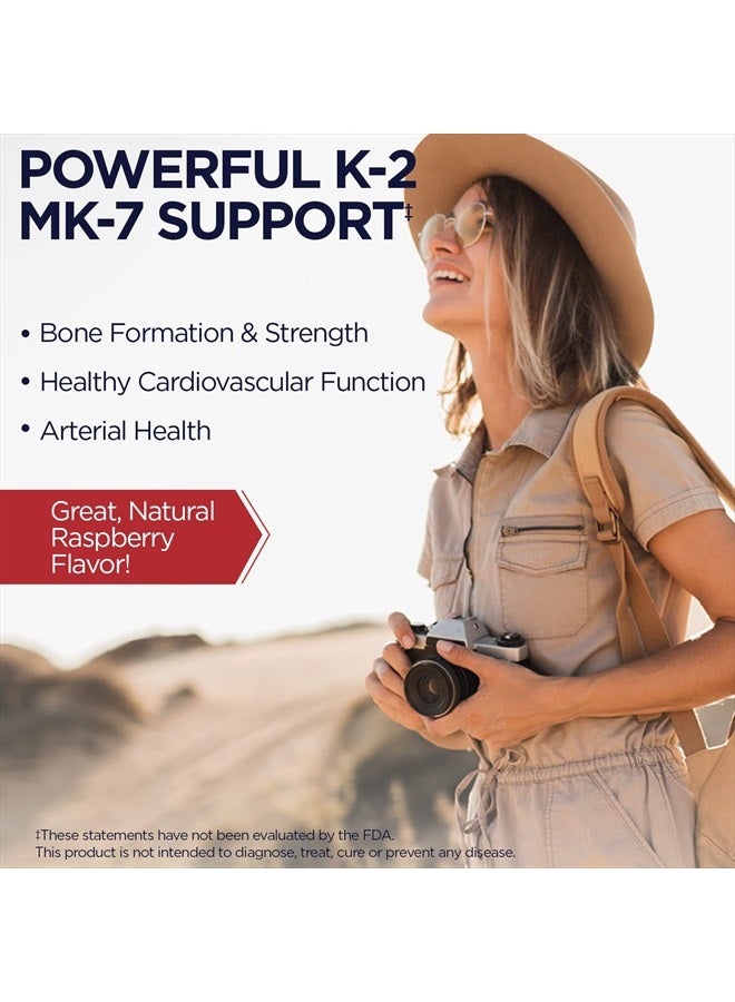 KAL Vitamin K2 MK7 ActivMelt 100 mcg, Vitamin K Supplement as Superior K2 MK7, Bone Health, Heart and Artery Health Support, Natural Raspberry Flavor, Vegan, Gluten Free, 60 Servings, 60 Micro Tablets - Image 3