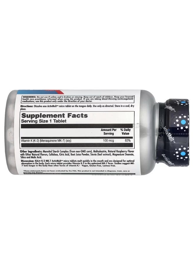KAL K-2 MK-7, Raspberry, 60 Micro Tablets Packaging may vary - Image 2