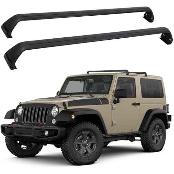 rayihni Roof Rack Cross Bars, Roof Rails Compatible with 2007-2022 Jeep Wrangler JK JL Unlimited 2&4 Door, Crossbars for Rooftop Cargo Carrier, Luggage, Kayak, Bike, Snowboard - Image 1