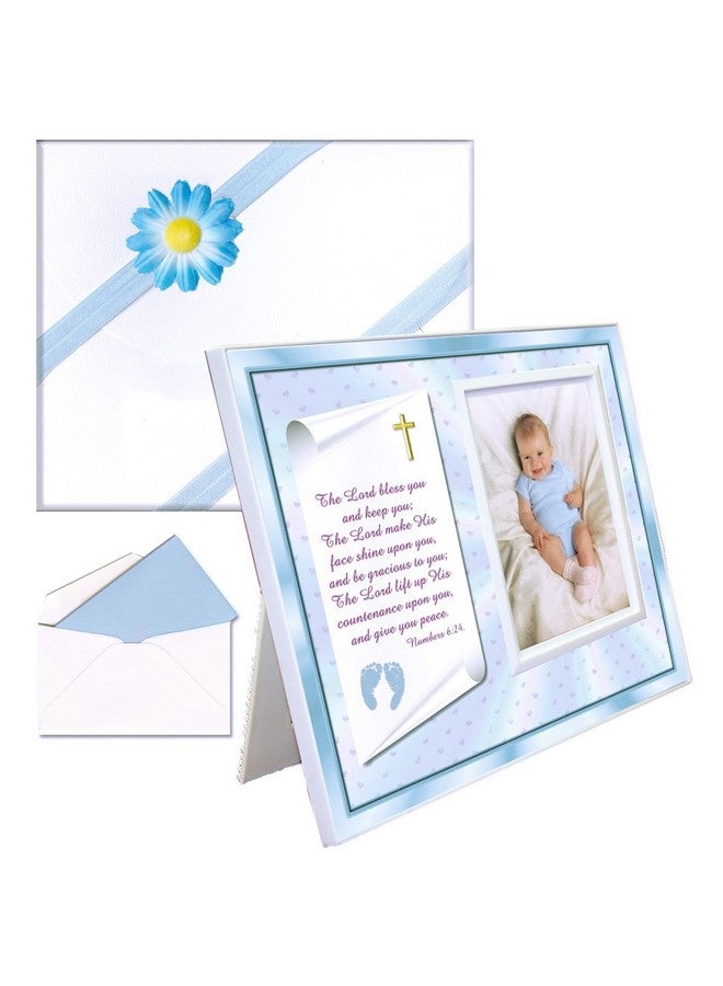 Expressly Yours! Photo Expressions Christening Gift for Baby Boy | Cute Picture Frame | Affordable, Colorful | Holds a 3.5 x 5 Photo | EasyFront-Load Design | Blue Theme with Numbers 6:24-26 Verse… - Image 1