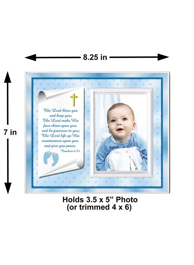 Expressly Yours! Photo Expressions Christening Gift for Baby Boy | Cute Picture Frame | Affordable, Colorful | Holds a 3.5 x 5 Photo | EasyFront-Load Design | Blue Theme with Numbers 6:24-26 Verse… - Image 4