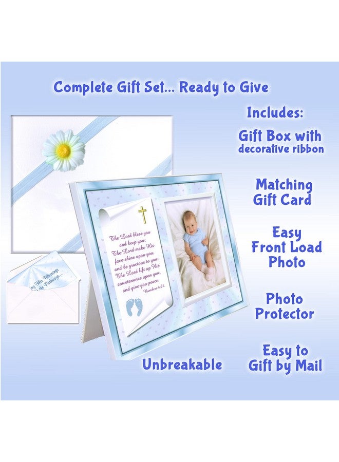 Expressly Yours! Photo Expressions Christening Gift for Baby Boy | Cute Picture Frame | Affordable, Colorful | Holds a 3.5 x 5 Photo | EasyFront-Load Design | Blue Theme with Numbers 6:24-26 Verse… - Image 2