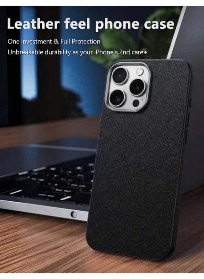 Multi Impex iPhone 16 Luxury Leather Texture Phone Case Black - Image 2