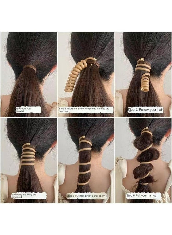 QUILBOOL Hair Tie Rubber, Elastic Scrunchies, New Telephone Wire Hair Bands, Braided Telephone Wire Hair Bands, Spiral Hair Ties Phone Cord, Ponytail Holder Accessories for Women Girls. (6 pc Black) - Image 4