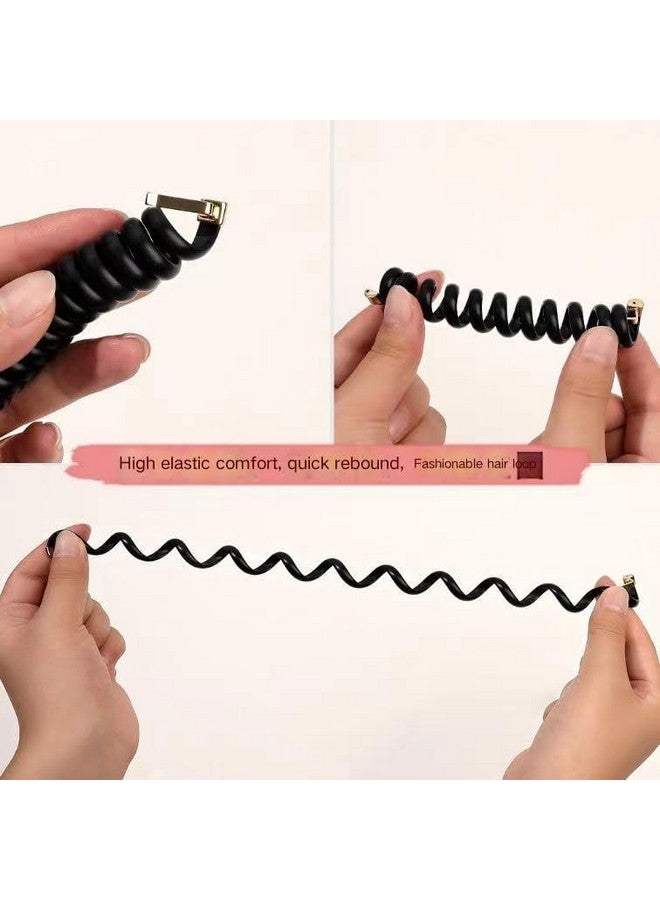 QUILBOOL Hair Tie Rubber, Elastic Scrunchies, New Telephone Wire Hair Bands, Braided Telephone Wire Hair Bands, Spiral Hair Ties Phone Cord, Ponytail Holder Accessories for Women Girls. (6 pc Black) - Image 3