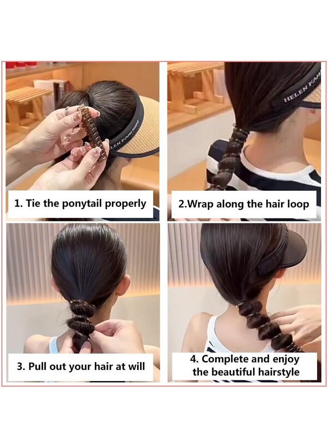 QUILBOOL Hair Tie Rubber, Elastic Scrunchies, New Telephone Wire Hair Bands, Braided Telephone Wire Hair Bands, Spiral Hair Ties Phone Cord, Ponytail Holder Accessories for Women Girls. (6 pc Black) - Image 2