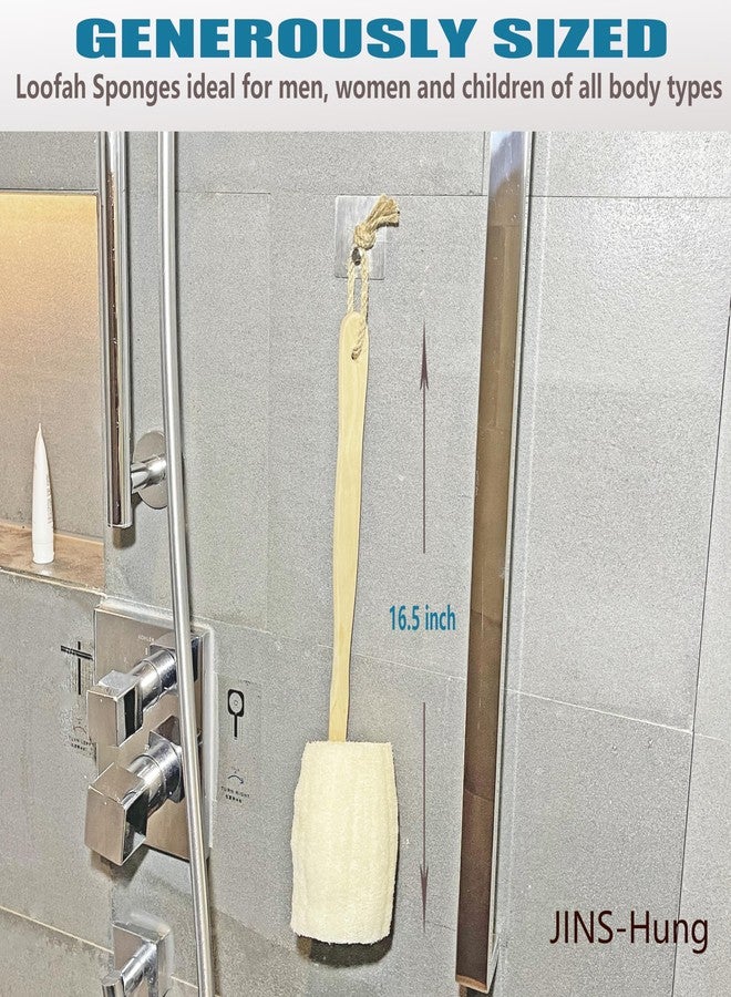 JINS-Hung Natural Loofah Exfoliating Bath Brush - Body luffa loofa Sponge On a Stick - Sponge Scrubber with Long Wooden Handle Back Brush for Men & Women - Bath Spa Shower （1 Pack） - Image 3