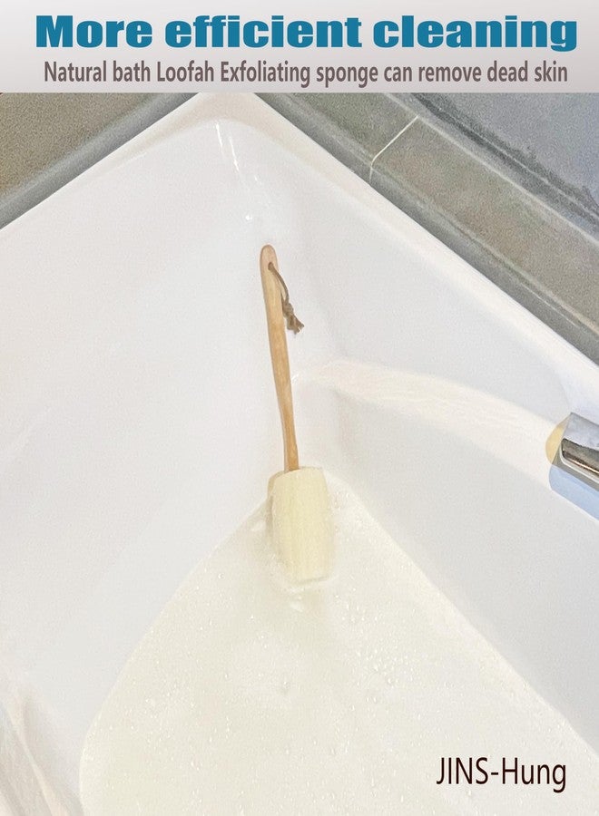 JINS-Hung Natural Loofah Exfoliating Bath Brush - Body luffa loofa Sponge On a Stick - Sponge Scrubber with Long Wooden Handle Back Brush for Men & Women - Bath Spa Shower （1 Pack） - Image 4