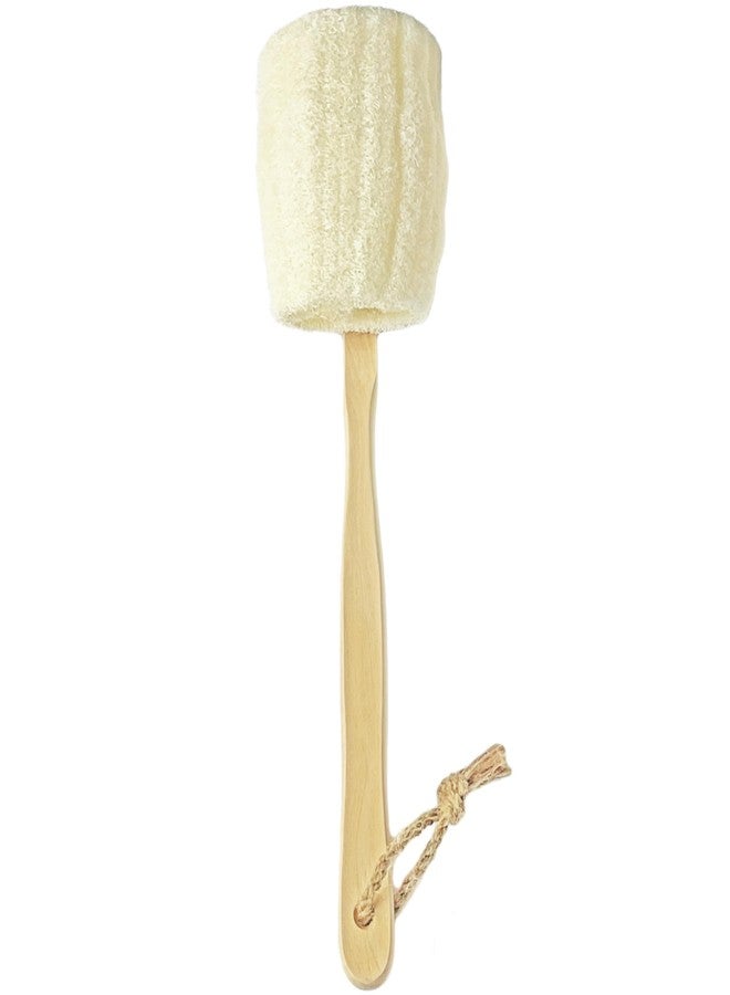JINS-Hung Natural Loofah Exfoliating Bath Brush - Body luffa loofa Sponge On a Stick - Sponge Scrubber with Long Wooden Handle Back Brush for Men & Women - Bath Spa Shower （1 Pack） - Image 1
