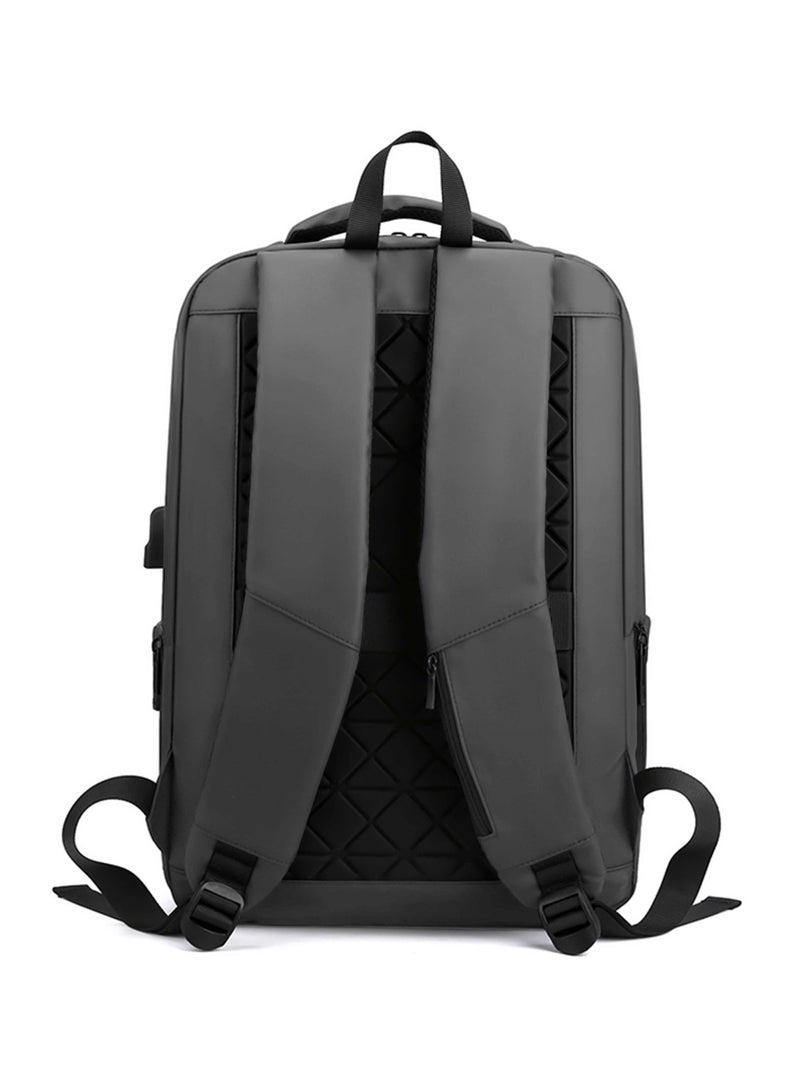 هايك Hike Unisex Polyester Backpack 17.5-inch Water Resistant Computer Bag with Built in USB Port for Men and Women, HK2105-GREY - Image 3