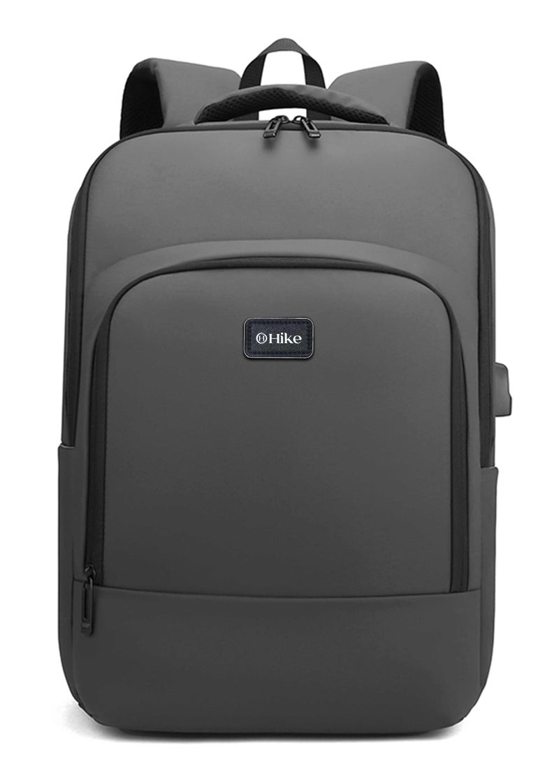 هايك Hike Unisex Polyester Backpack 17.5-inch Water Resistant Computer Bag with Built in USB Port for Men and Women, HK2105-GREY - Image 2