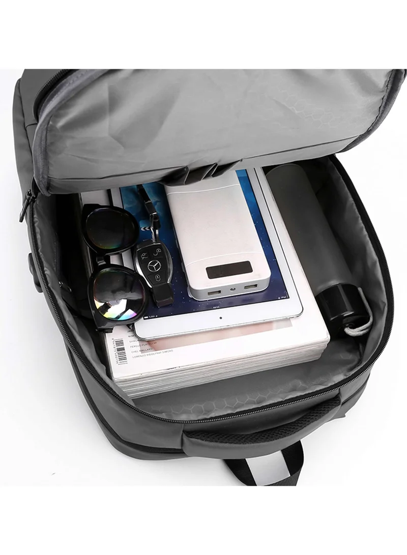 Hike Grey Unisex Polyester Backpack 17.5-inch Water Resistant Computer Bag with Built in USB Port for Men and Women, HK2105, Grey  | Best Price UAE
