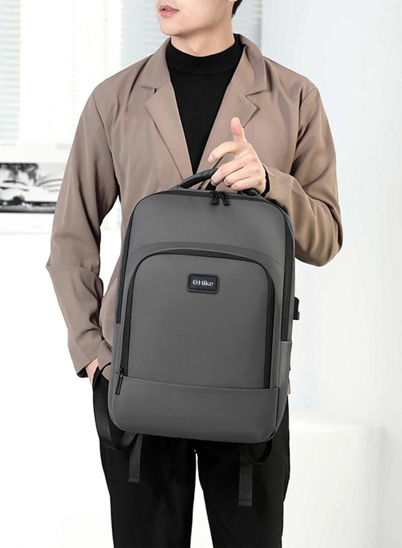 هايك Hike Unisex Polyester Backpack 17.5-inch Water Resistant Computer Bag with Built in USB Port for Men and Women, HK2105-GREY - Image 2