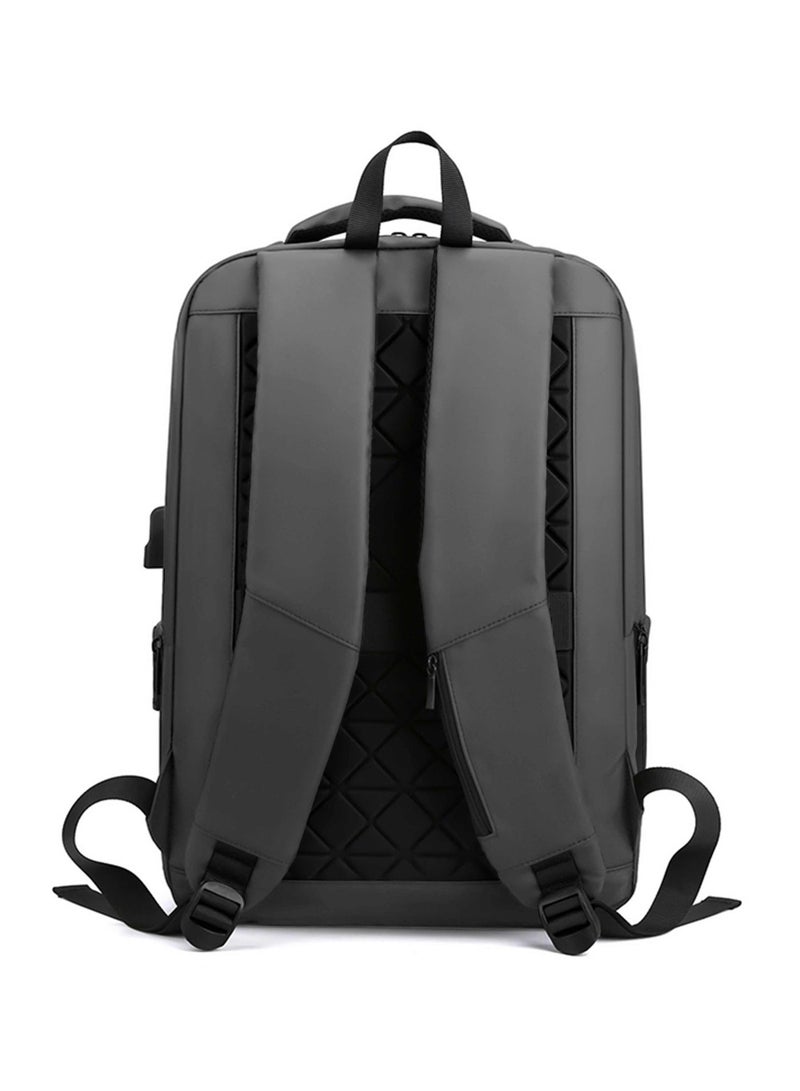 هايك Hike Unisex Polyester Backpack 17.5-inch Water Resistant Computer Bag with Built in USB Port for Men and Women, HK2105-GREY - Image 4