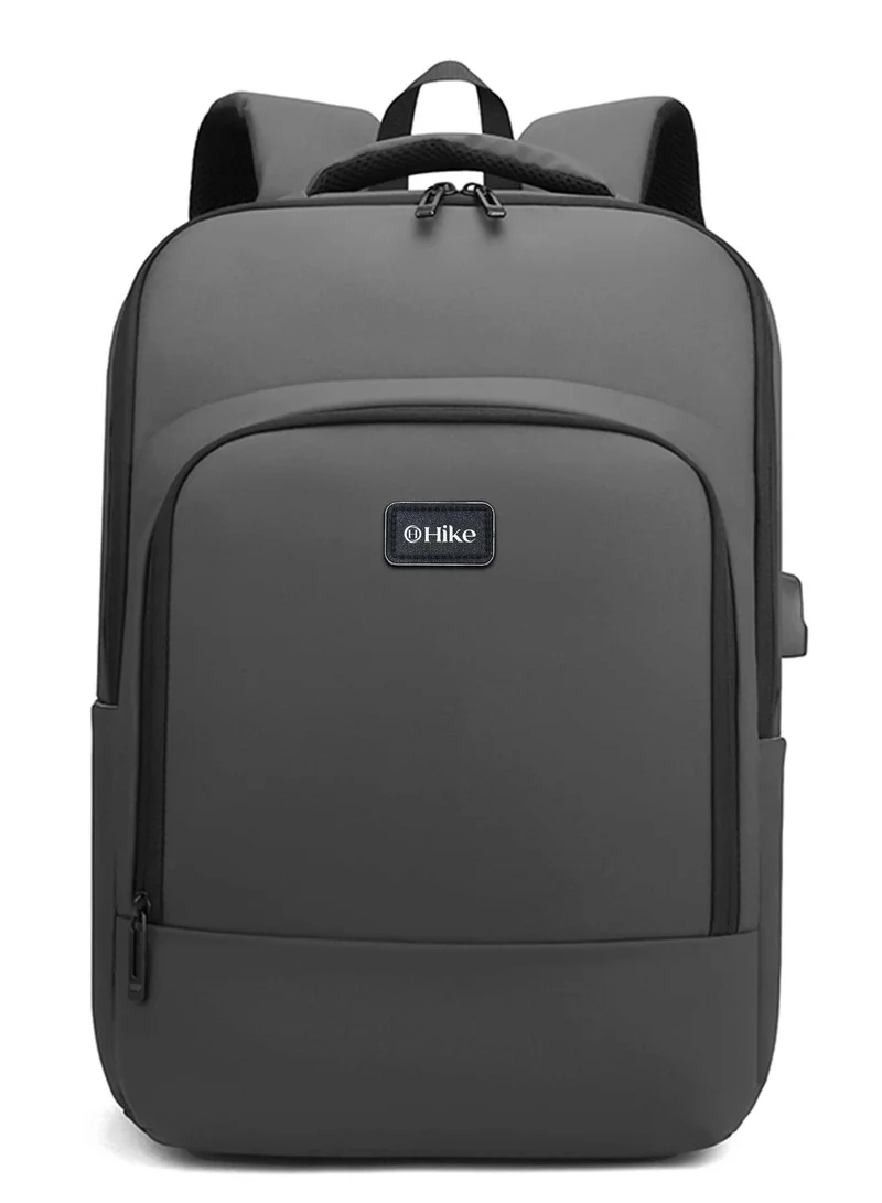 Hike Grey Unisex Polyester Backpack 17.5-inch Water Resistant Computer Bag with Built in USB Port for Men and Women, HK2105, Grey  | Best Price UAE