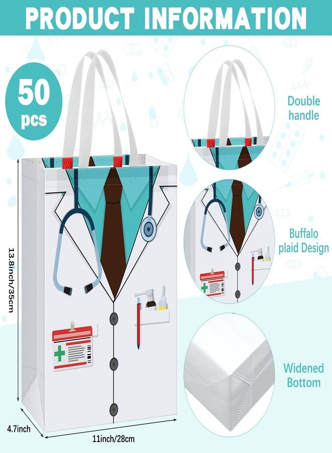 Mindsoft 50 Pcs Doctor Gift Bags Bulk 13" Non Woven Graduation Goodie Bags with Handles Thank You Treat Bag for Rn CNA CRNA Nursing Physician Pa Congrats Appreciation Gift Healthcare Party Supplies - Image 2