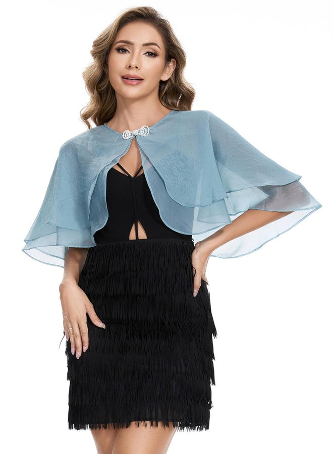 Sepsap Women's Sheer Tencel Shawls and Wraps for Evening Dresses Soft Wedding Cape Lightweight Bridesmaid Scarves Cover Up, Dusty Blue, One size - Image 3