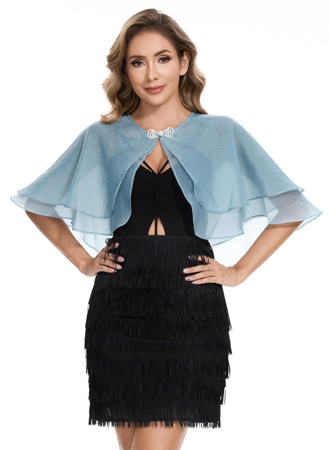 Sepsap Women's Sheer Tencel Shawls and Wraps for Evening Dresses Soft Wedding Cape Lightweight Bridesmaid Scarves Cover Up, Dusty Blue, One size - Image 2