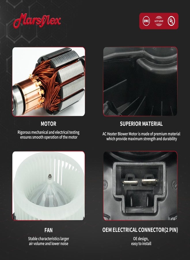 Marsflex Front Blower Motor 700260 for 2012-2018 Honda CRV Civic Accord & Acura RDX ILX, 2013 2014 2015 2016 2017 Automotive Replacement Blower Motor Fan OE: 79310-T0A-A01, PM4038, 79310-T2F-A01 - Image 4