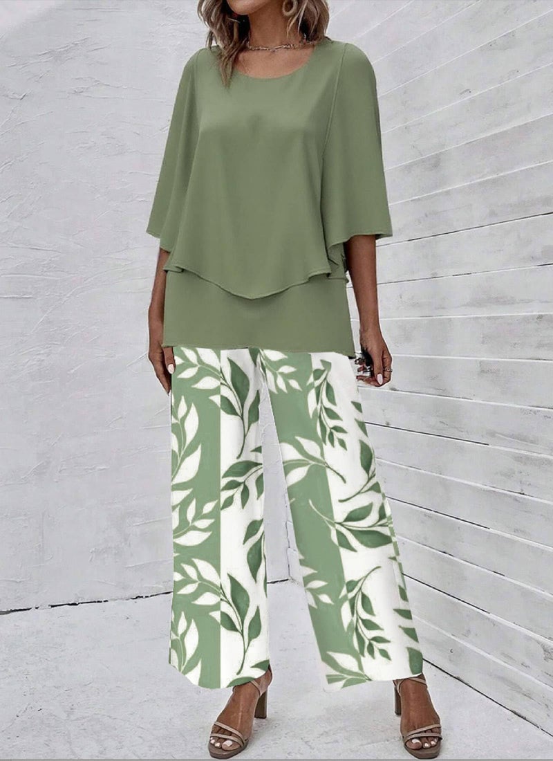 LOZ Lounge Sets for Women 2026 Summer Casual 3/4 Sleeve Shirts Wide Leg Pants Matching Tracksuit Sets Travel Outfits - Image 2