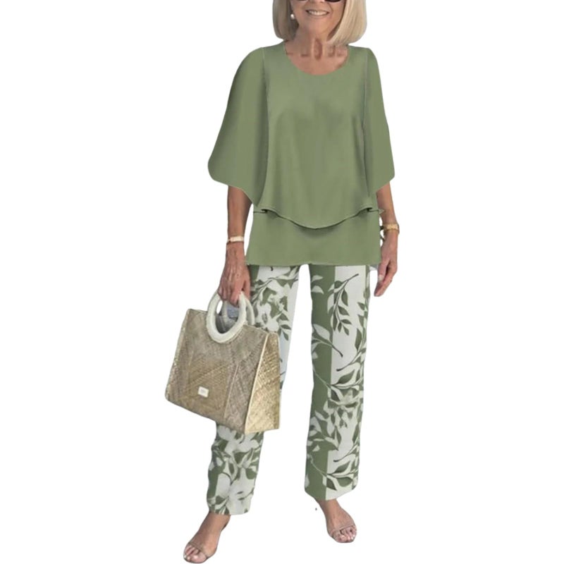LOZ Lounge Sets for Women 2026 Summer Casual 3/4 Sleeve Shirts Wide Leg Pants Matching Tracksuit Sets Travel Outfits - Image 1