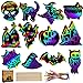 Max Fun Halloween Crafts for Kids Scratch Off Art Paper Cards 48Pack Magic Rainbow Ornaments Hanging Supplies Educational Toys Kit Halloween Party Games Favor - Image 3