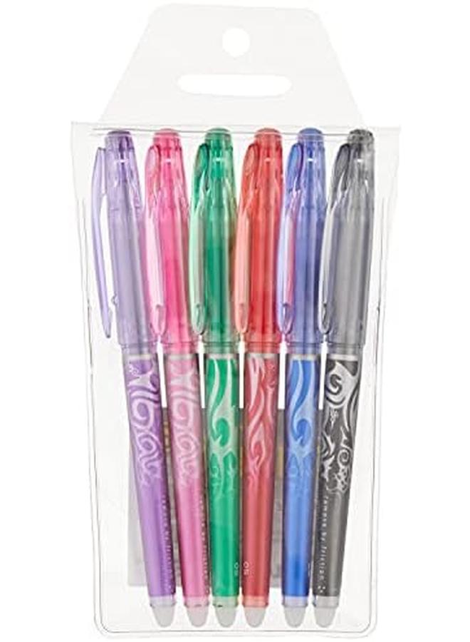 PILOT Frixion Point Erasable And Refillable Gel Ink Pens Extra Fine Point Black Blue Red Green Pink Purple Inks 6 Pack Pouch 46524  - Image 2