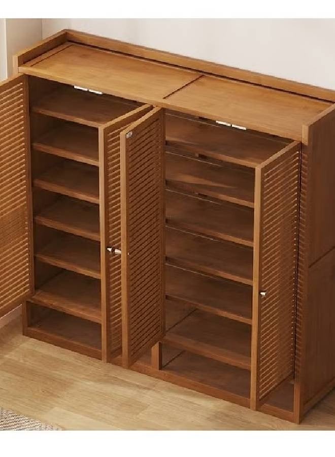 NKX Modern Wooden Shoe Cabinet with Shutter Doors 8 Tier 4 Door Design with Open Bottom Storage Size 117cm 139cm 32 cm  - Image 3