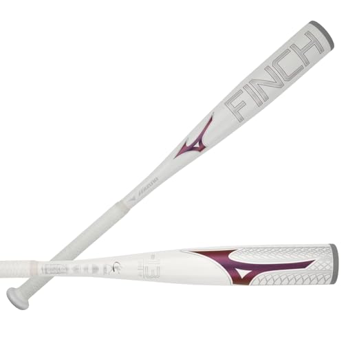 Mizuno Finch Youth Tee Ball Softball Bat (-13) | Youth - Girls Aluminum Fast Pitch BAT | White-Iridescent | 12OZ | 25 INCHES - Image 1