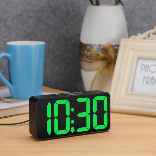 DreamSky Small Digital Alarm Clock for Bedroom, Large Big Numbers Display with Brightness Dimmer, Electric Bedside Desk Clock with USB Charging Port, Adjustable Alarm Volume, USB-C Adapter Powered - Image 5