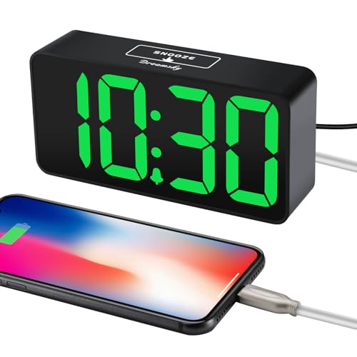 DreamSky Small Digital Alarm Clock for Bedroom, Large Big Numbers Display with Brightness Dimmer, Electric Bedside Desk Clock with USB Charging Port, Adjustable Alarm Volume, USB-C Adapter Powered - Image 4