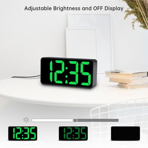 DreamSky Small Digital Alarm Clock for Bedroom, Large Big Numbers Display with Brightness Dimmer, Electric Bedside Desk Clock with USB Charging Port, Adjustable Alarm Volume, USB-C Adapter Powered - Image 3