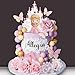 DRWATE 39 PCS Princess Cake Topper Castle Cake Decoration with Butterflies Artificial Flowers and Balls for Princess Birthday Supplies Pink and Purple - Image 3