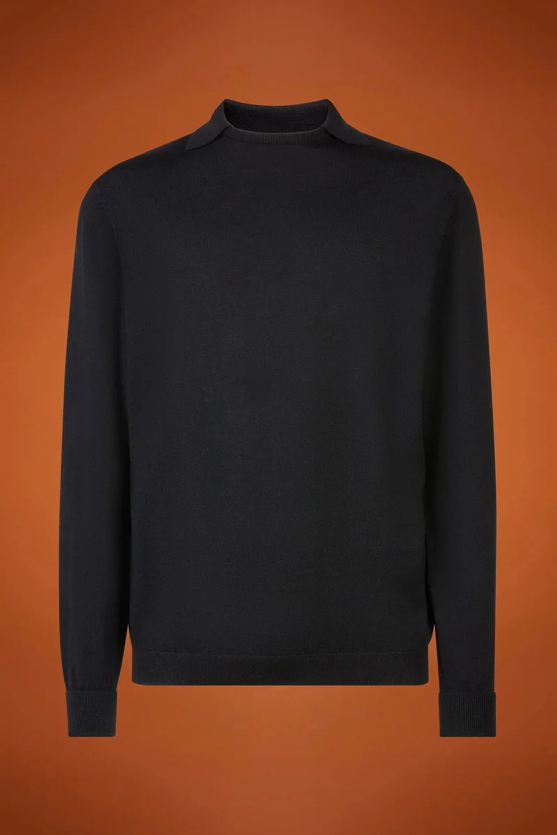 دوبل غانغر Men's regular fit hoodie in a wool blend - Black