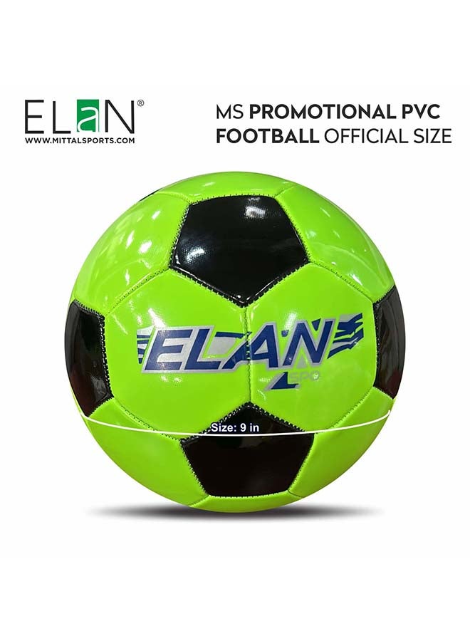 Elan Promotional PVC Football Official Size – Durable Black & Green Soccer Ball with Stitched PVC Construction, High-Bounce Outdoor Football for Training, School Matches and Recreational Play - Image 2