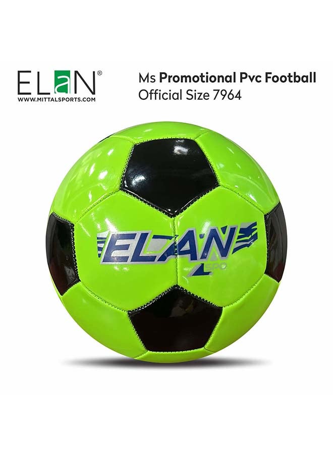 Elan Promotional PVC Football Official Size – Durable Black & Green Soccer Ball with Stitched PVC Construction, High-Bounce Outdoor Football for Training, School Matches and Recreational Play - Image 1