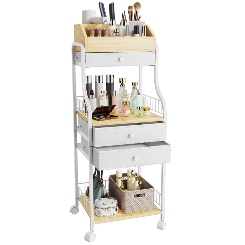 HapiRm Floor Makeup Organizer Storage - Vanity Skincare Make Up Organizers and Storage with Drawers, Cosmetics Display Cases Holder for Skin Care Nail Polish Perfume Makeup Brush - Image 1