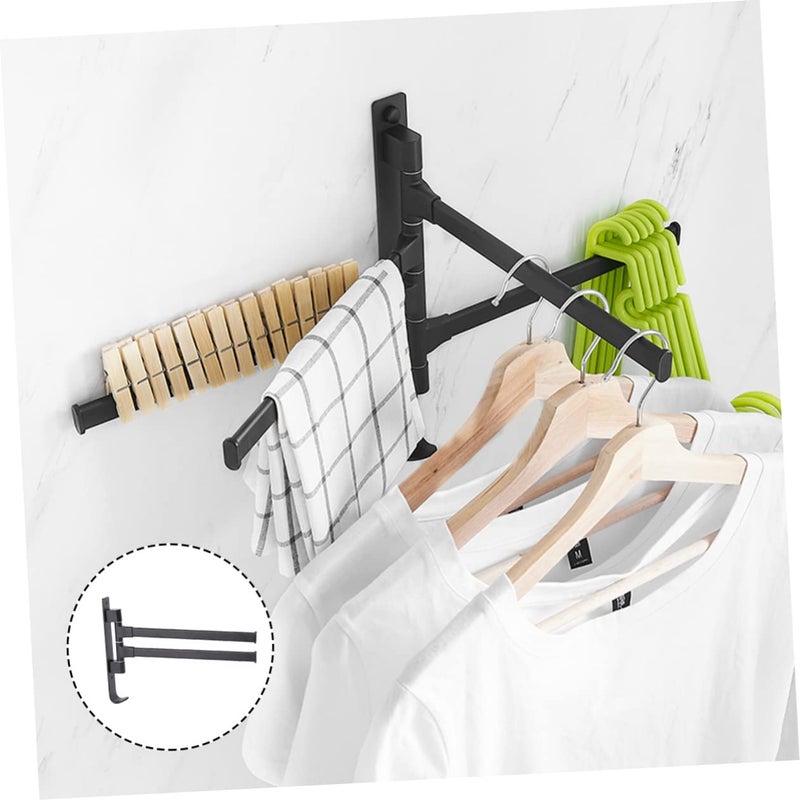 Aluminum Alloy Space Saving Rotating Towel Bar 30x24cm Wall Mounted Black - Image 4