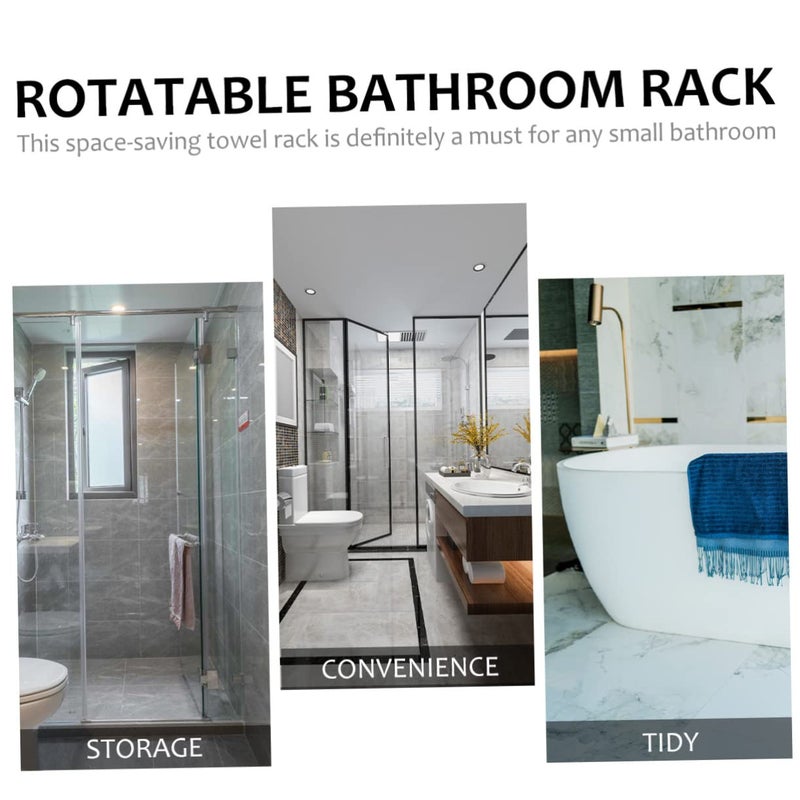 Aluminum Alloy Space Saving Rotating Towel Bar 30x24cm Wall Mounted Black - Image 3
